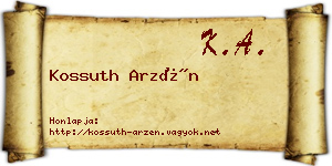 Kossuth Arzén névjegykártya